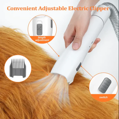 BXYY Dog Grooming Kit & Vacuum Suction 99% Pet Hair, 1.5L Dust Cup Dog Hair Vacuum, Dog Grooming Clippers with 6 Pet Grooming Tools, Brush for Shedding Dogs Cats and Other Animals (A-White)