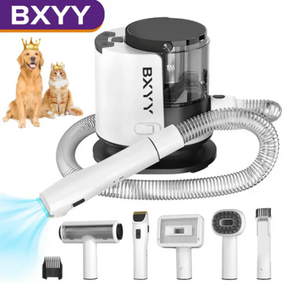 BXYY Dog Grooming Kit & Vacuum Suction 99% Pet Hair, 1.5L Dust Cup Dog Hair Vacuum, Dog Grooming Clippers with 6 Pet Grooming Tools, Brush for Shedding Dogs Cats and Other Animals (A-White)