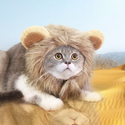 Cute Lion Mane Cat Wig Pet Small Dog Cats Costume Lion Mane Wig Cap Hat for Cat Dogs Fancy Costume Cosplay Toy Pet Supplies