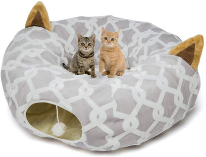 Cat Dog Tunnel Bed with Cushion Tube Toys